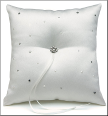 Scattered Pearls and Crystals Square Ring Pillow - White or Ivory