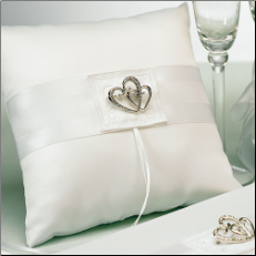 Classic Double Heart Square Ring Pillow