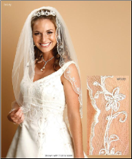 1 Layer Mantilla Veil with Embroidered crystals