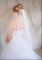 Royal Blue corded edge Bridal Veil