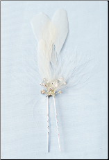 Bridal Flower Feather Pin with Rhinestones